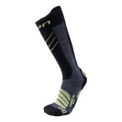 UYN CHAUSSETTES MAN SKI COMFORT FIT SOCKS MEDIUM GREY MELANGE/GREEN LIME