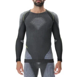 UYN PULL EVOLUTYON UW SHIRT LONG SLEEVE MELANGE ANTHRACITE MELANGE/BLUE/YELLOW